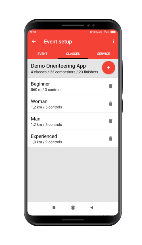 SPORTident Orienteering App - Manage classes and courses