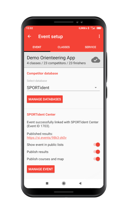 SPORTident Orienteering App - Configure advanced event settings