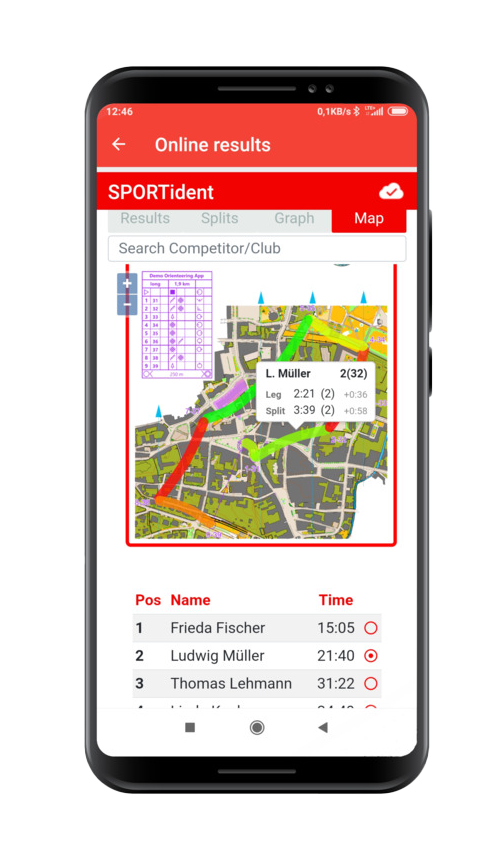 SPORTident Orienteering App - Analyse results with spectromap